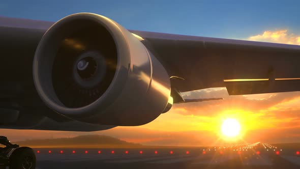 Close To Airplane Turbo Jet Engine Rotating with Visible Exhaust Seamless Loop