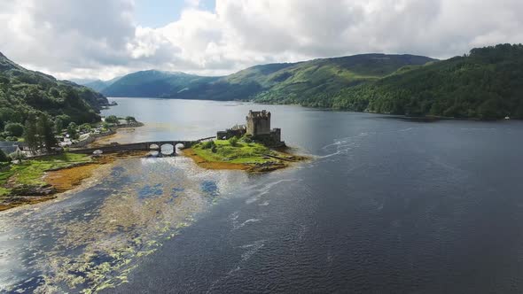 Aerial Video Of Eilean Donan Castle In Scotland