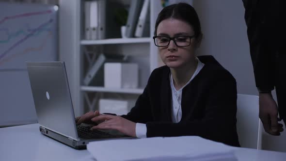 Female Secretary Feeling Desperate, Looking at Pile of Documents, Bookkeeping