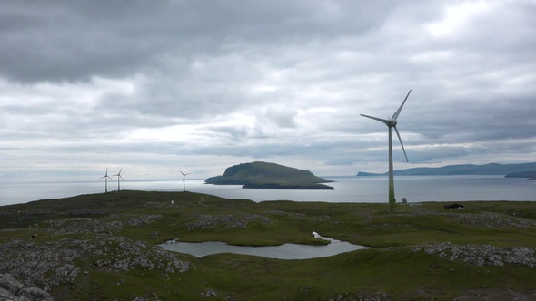 Wind turbine. Renewable energy, sustainable development, environment friendly concept. Denmark.