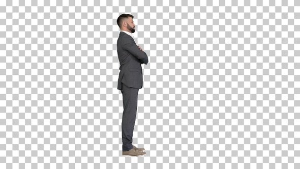 Confident business man with beard and, Alpha Channel