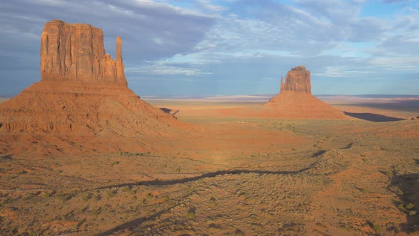 Aerial view of Monument Valley and its rocks