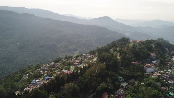 Gangtok city in Sikkim in India seen from the sky