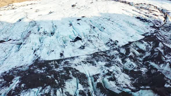 Drone Over Glacier Towards Mountains