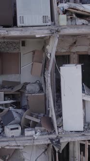 Vertical Video of a House Destroyed By the War in Ukraine