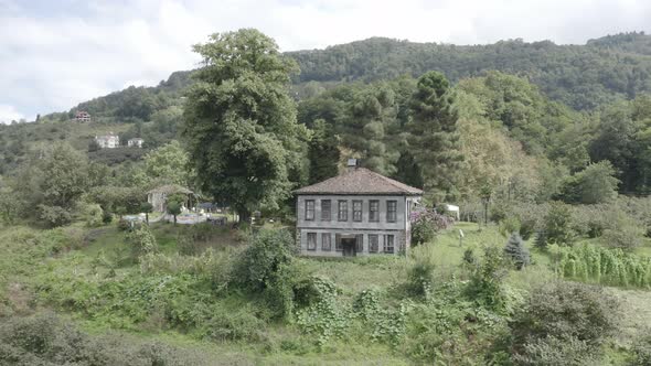 Trabzon City Old House Forest And Mountains Aerial View