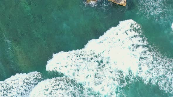 Giant Ocean Waves Crashing and Foaming