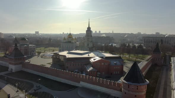 View of the Kremlin Courtyard with the Buildings of the Orthodox Churches of the City of Tula