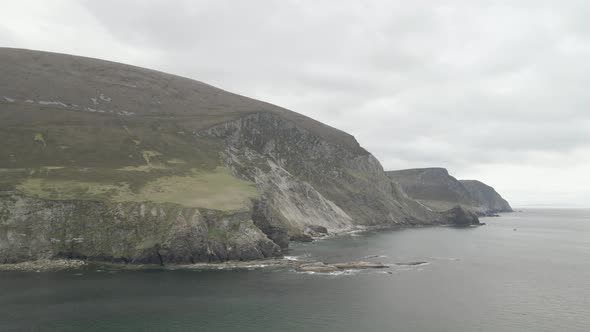 Minaun Cliffs With Cathedral Rocks At The Edge Of Keel Beach On Achill Island, County Mayo, Ireland.