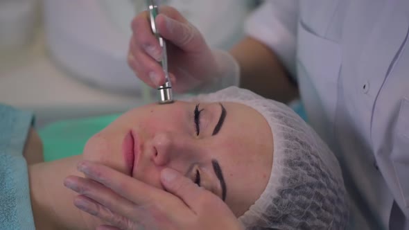 Cosmetological Procedure Microdermabrasion for a Girl with Problem Skin