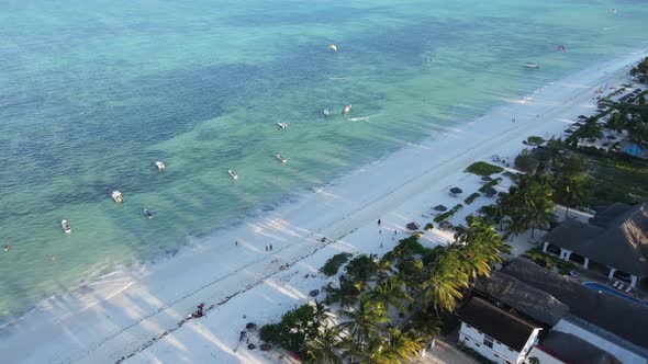 Aerial View of the Beach on Zanzibar Island Tanzania