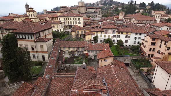 Red Tiled Roofs of Old Houses in Bergamo