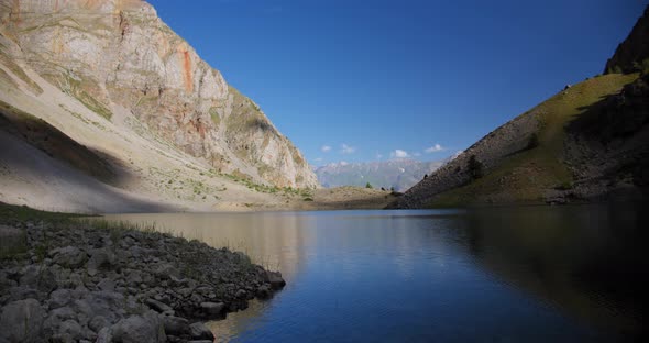 Early morning lake in the mountains of Uzbekistan. Central Asia Tian Shan mountains Lake Badak 14 of