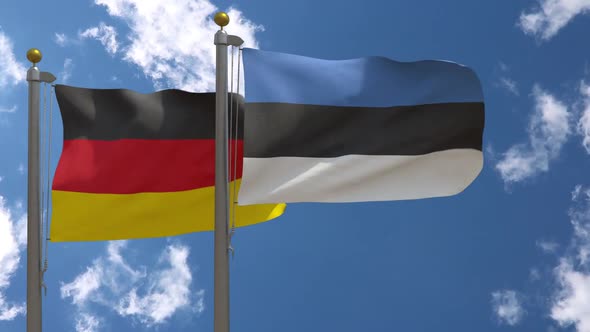 Germany Flag Vs Estonia On Flagpole