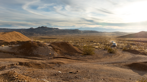 Noonday Mine looking towards Avawtz Range - Tecopa, CA -  Sunset - Time lapse