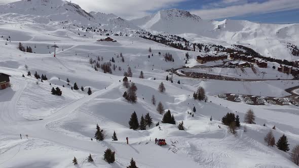 Aerial view of La Plagne ski resort