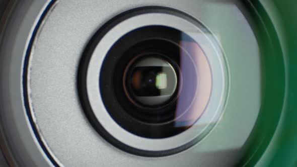 Lens of Video Camera, Showing Zoom, Close Up