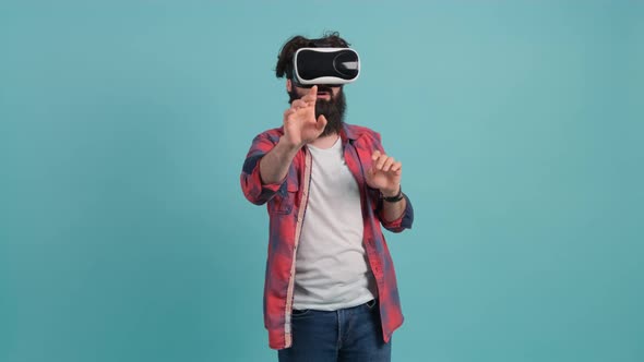 Bearded Man Wearing Virtual Reality Glasses