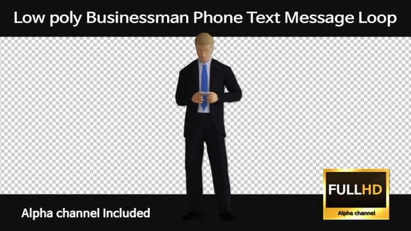 Low poly Businessman Phone Text Message Loop