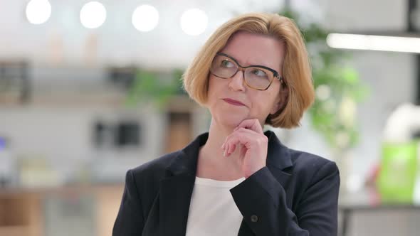 Portrait of Old Businesswoman Thinking About Something