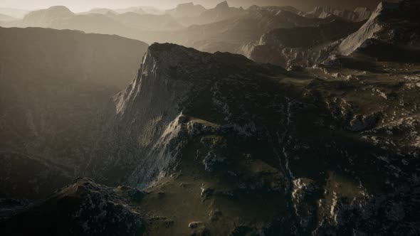 Dramatic Sky Over Steps in a Mountain.