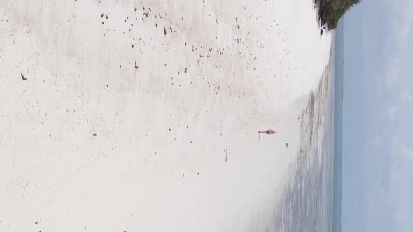 Vertical Video of the Ocean Near the Coast of Zanzibar Tanzania Aerial View