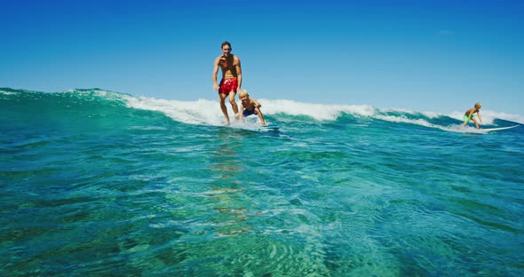 Father and Son Surfing