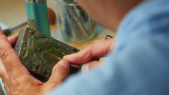 Craftswoman working in workshop