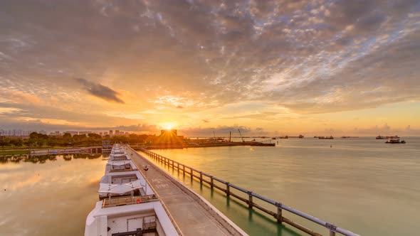 Beautiful Sunrise Scene at Marina Barrage Timelapse