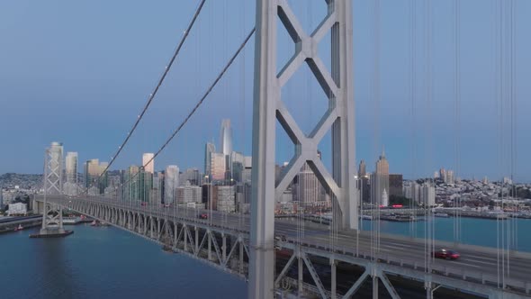 San Francisco Aerial Scenic Bay Bridge Downtown Skyscrapers Cinematic Background