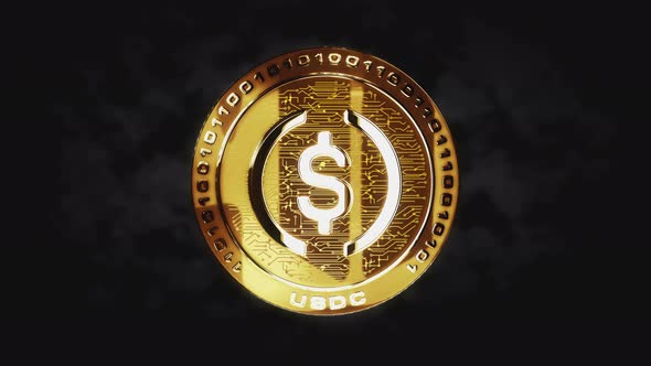 USDC USD Coin stablecoin cryptocurrency 3d hand coin toss