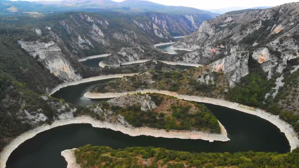 Aerial View Meanders of River Uvac