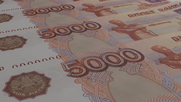 5000 rubles bills background.