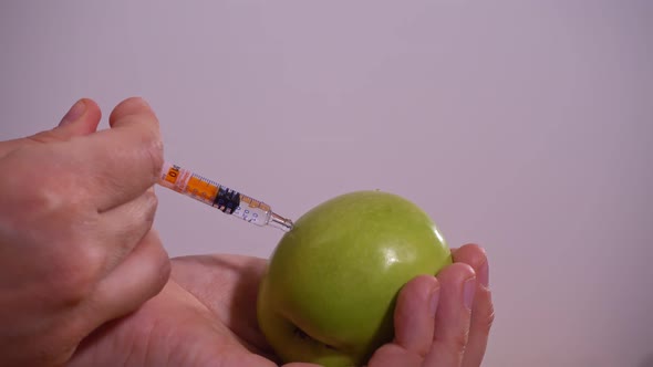 Injecting Liquid In Apple, Gmo Food Production, Experiment 4K