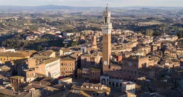 Aerial Shot of Piazza Del Campo - Siena - Italy