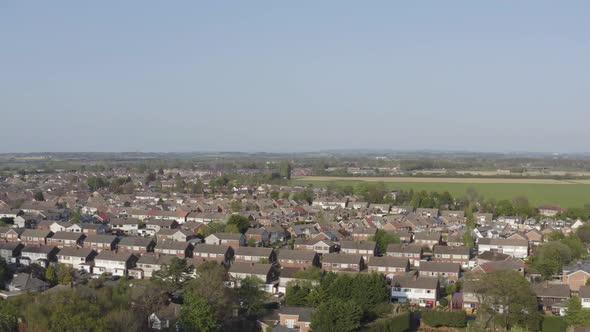 An aerial view of English housing estates in Merseyside