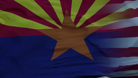 USA and Arizona Mixed Flag Waving in Wind