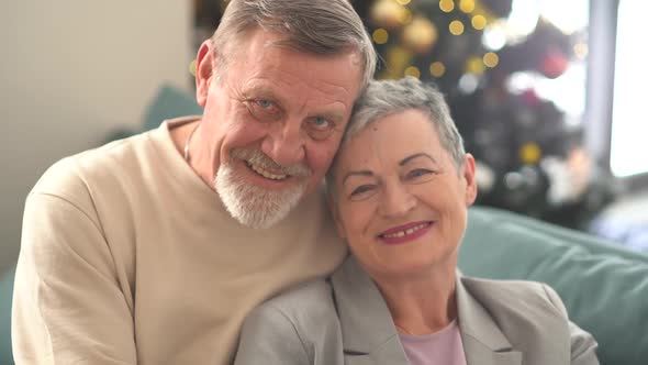 Happy Elderly Couple Celebrating Christmas