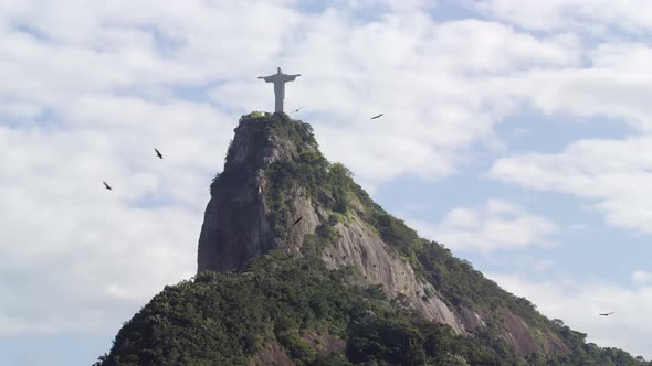 Still footage of Christ statue