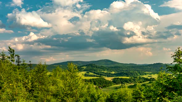 Clouds over Beskid mountains.