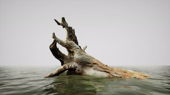 Dead Oak Tree in the Atlantic Ocean Water