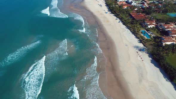 Brazilian Maresias beach landmark. Tropical summer beach.