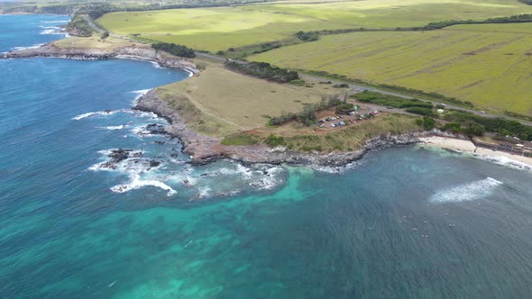 Island Pacific Ocean Coastline and Reef of Hawaiian Island of Maui - Aerial