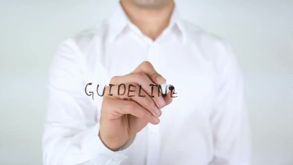 Guideline Businessman Writing on Glass