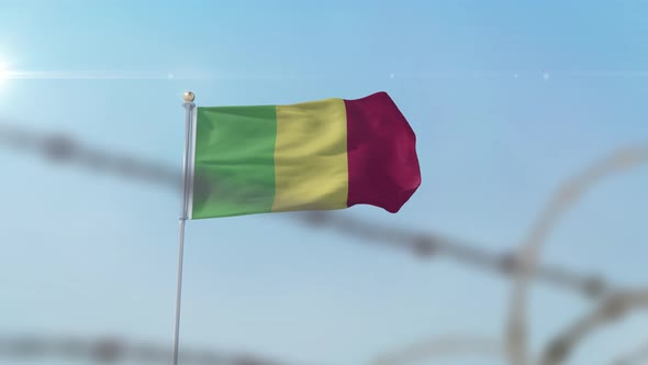 Mali Flag Behind Border
