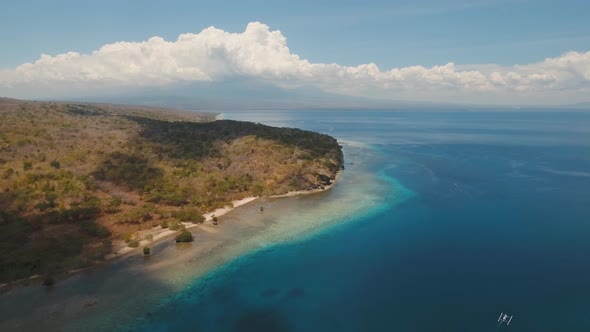 Aerial View Beautiful Beach on Tropical Island Menjangan