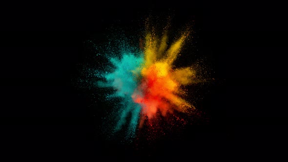 Super Slow Motion Shot of Color Powder Explosion Isolated on Black Background at 1000Fps.