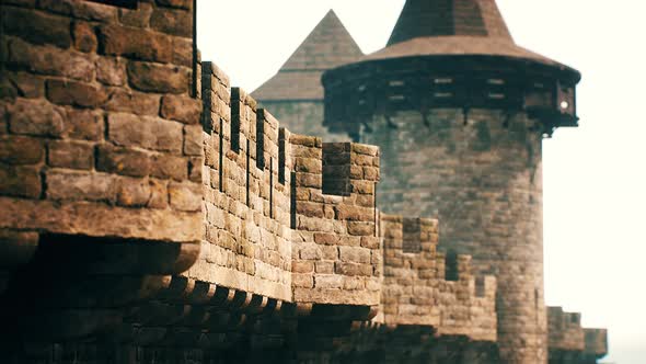 Old Castle Walls at the Sunset