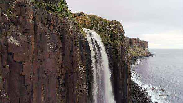 Pedestal Down of the Waterfall Near Neist Point in Skye Scotland