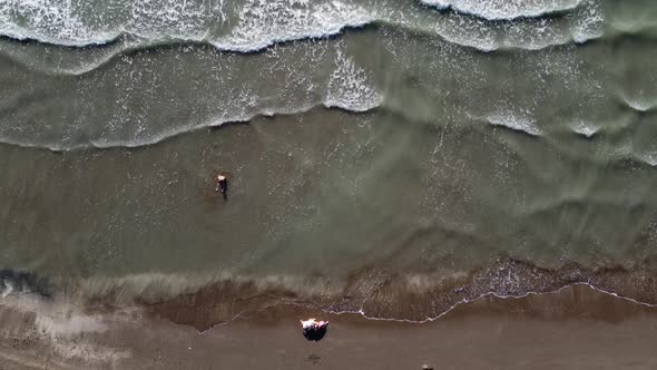 Beautiful Landscape a Wave Runs on the Sandy Shore of the Sea Closeup